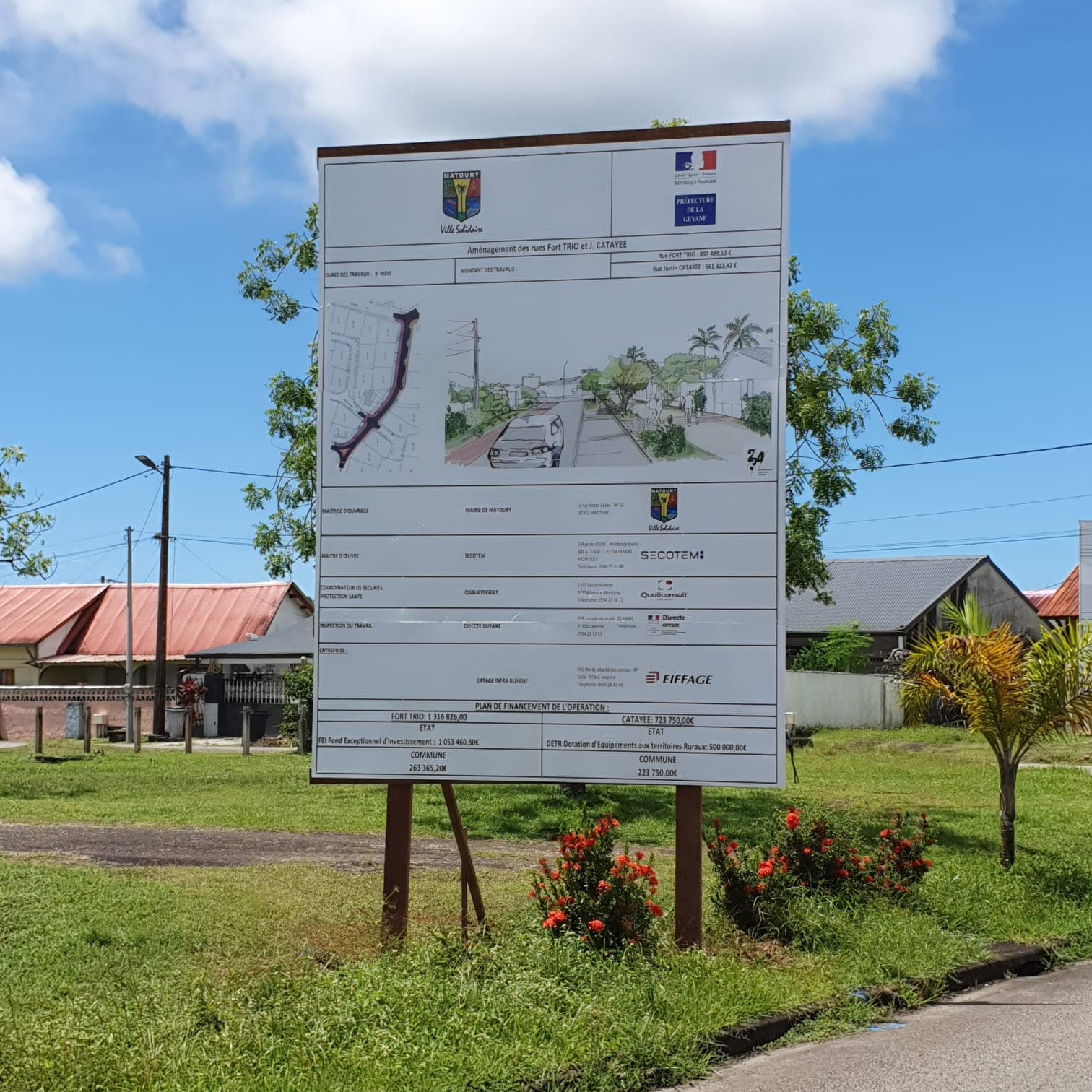 Rues du Fort Trio et Justin Catayée à Matoury